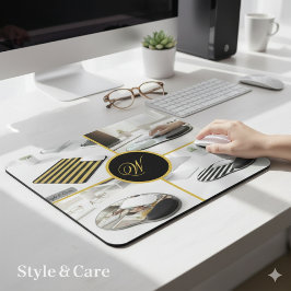 Custom Four Photo Monogram Design Perfect Mousepad