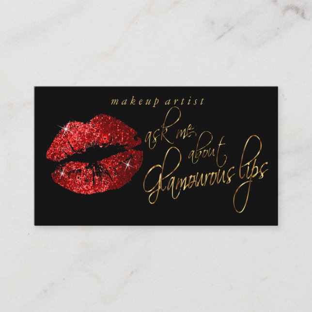 Custom - Frag mir über meine glamourösen roten Lip Visitenkarte (Vorderseite)