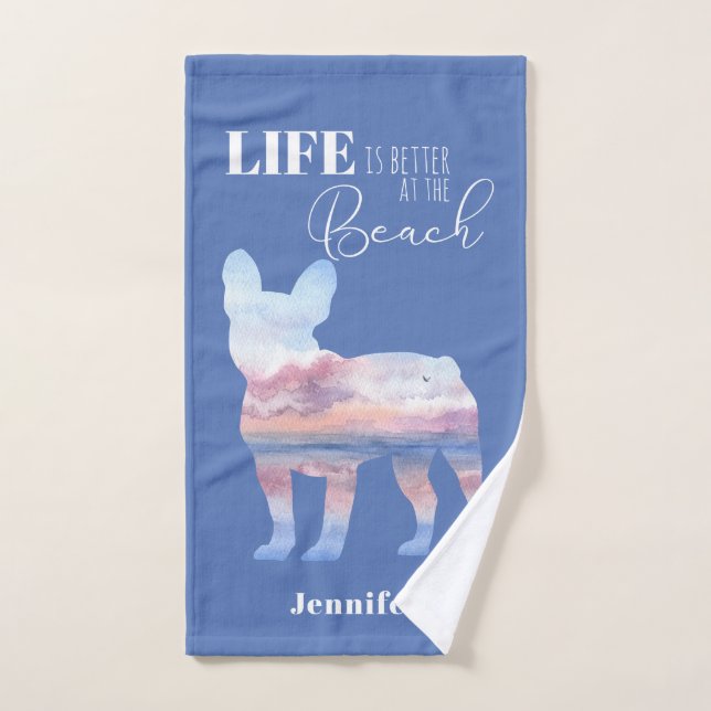 Custom French Bulldog Beach Scandtuch Set (Handtuch)
