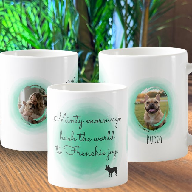Custom French Bulldog Mug in Mint Green Watercolor Kaffeetasse (Von Creator hochgeladen)
