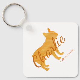 Custom French Bulldog Pastel Orange Frenchie Schlüsselanhänger