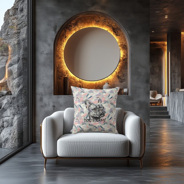 Custom French Bulldog Pillow Abstrakt Brushstroke Kissen (Von Creator hochgeladen)