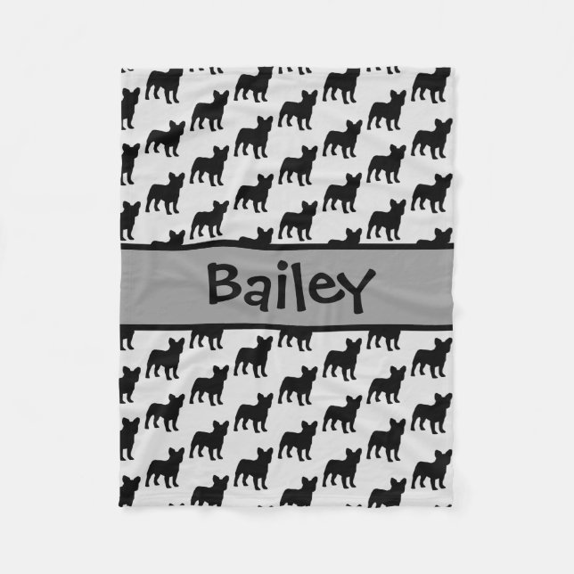 Custom French Bulldog-Silhouette Fleecedecke (Vorderseite)