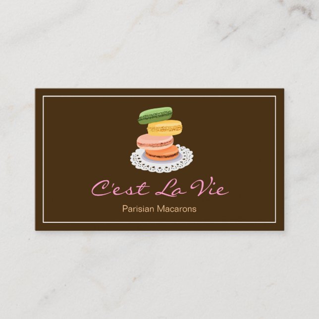 Custom French Parisian Macarons Dessert Store Visitenkarte (Vorderseite)