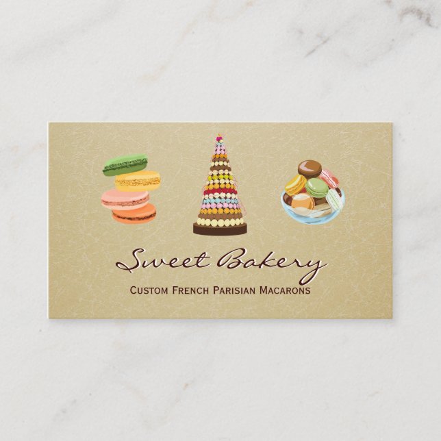Custom French Parisian Macarons Dessert Store Visitenkarte (Vorderseite)