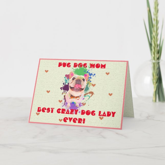 Custom Frenchie Mama Hund Beste Crazy Dog Lady Car Dankeskarte (Vorderseite)