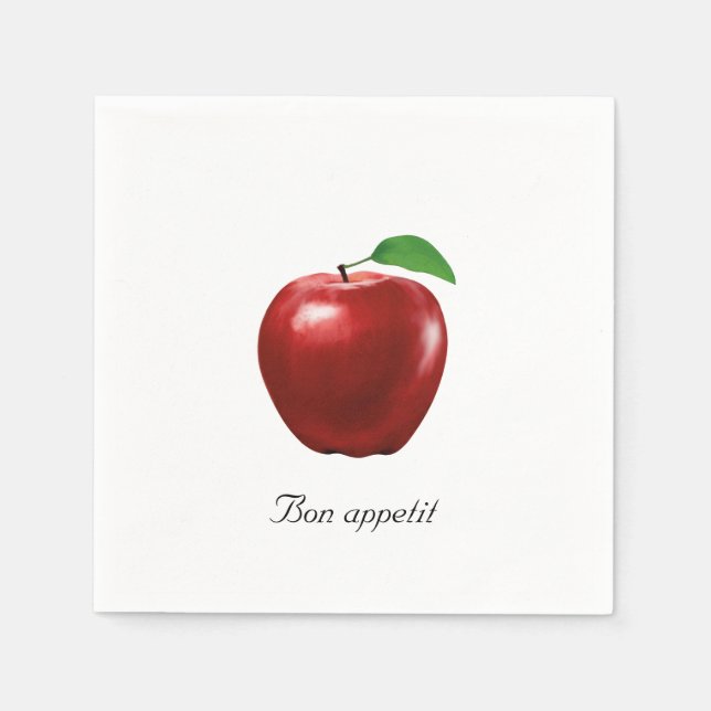 Custom Fresh Red Apple on White Napkins Serviette (Vorderseite)