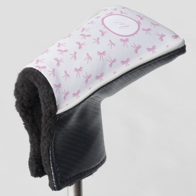 Custom Frilette Coquette Pink Aquarellbow Golf Headcover (3/4 Vorderseite)