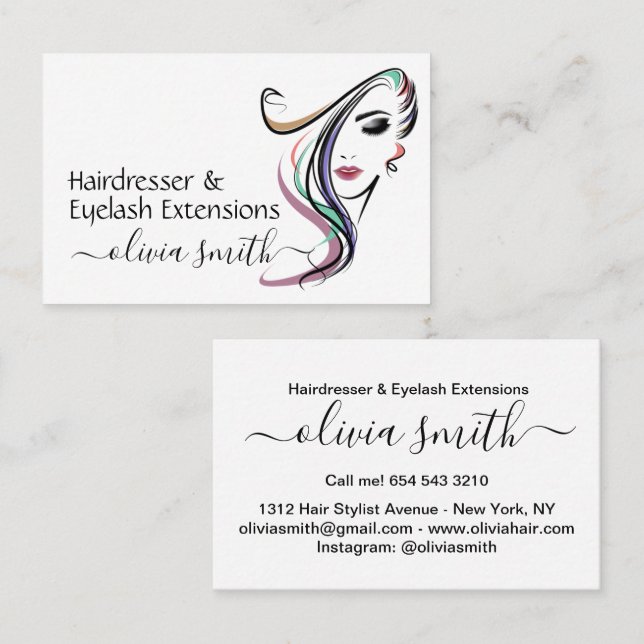 Custom Friseur & Eyelash-Erweiterungen Visitenkarte (Vorne/Hinten)