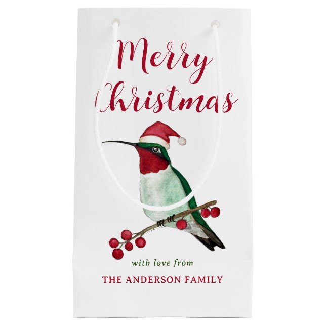 Custom FroChristmas Santa Hummingbird Kleine Geschenktüte (Vorderseite)