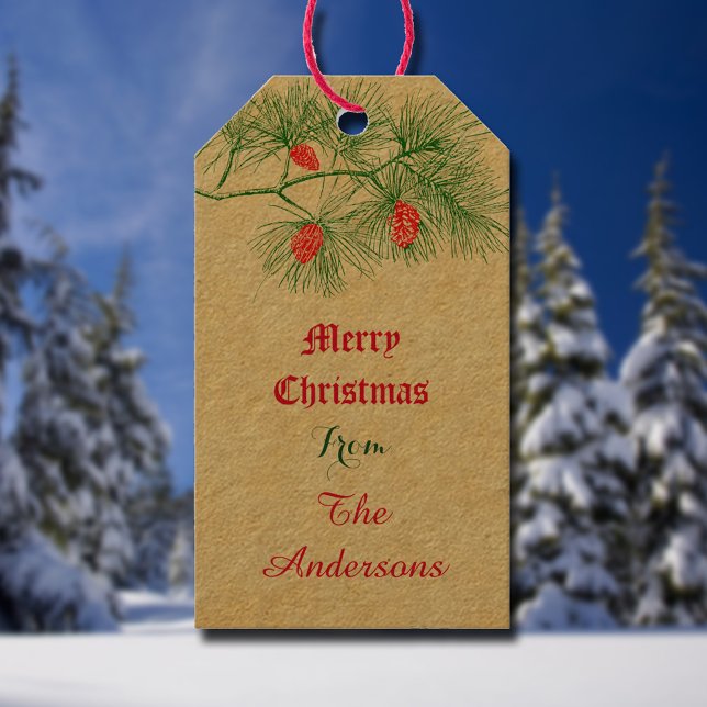 Custom FroChristmas Vintag Green Pine Geschenk Tag Geschenkanhänger (Von Creator hochgeladen)