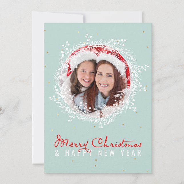 Custom Frohe Weihnachten Familie Foto White Red Bl (Vorderseite)