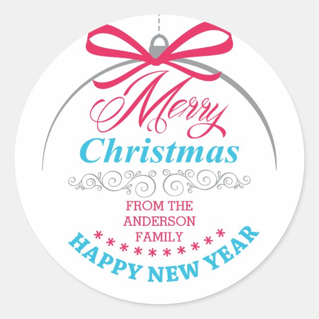Custom Frohe Weihnachten Moderne Ornament Sticker (Vorderseite)