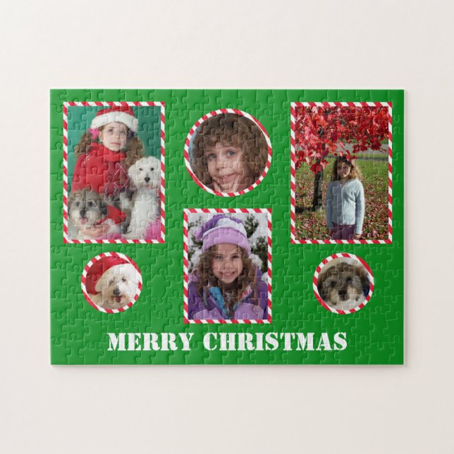 Custom Frohe Weihnachts-Foto Jigsaw Collage Puzzle (Horizontal)