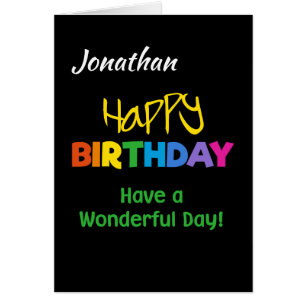 Custom Front Rainbow Colors on Black Birthday