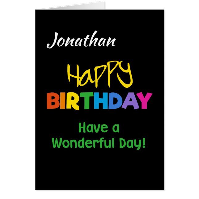 Custom Front Rainbow Colors on Black Birthday (Vorne)