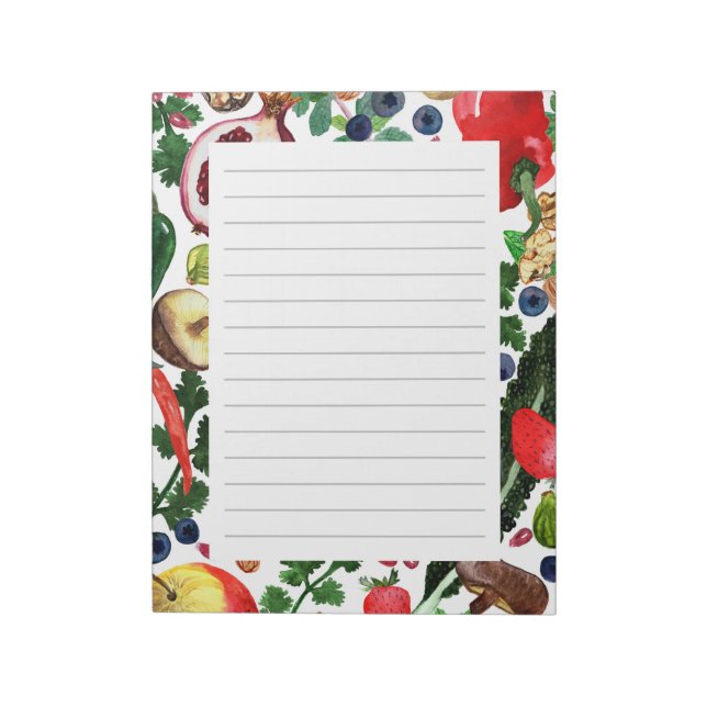 CUSTOM Fruit Veggie Wasserfarben Lebensmittelgesch Notizblock (Rotiert)