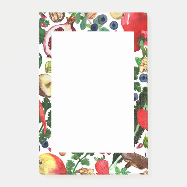 CUSTOM Fruit Veggie Wasserfarben Lebensmittelgesch Post-it Klebezettel (Vorderseite)
