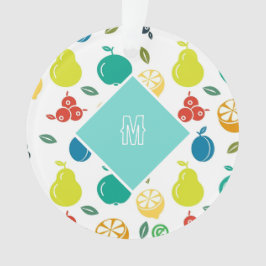 Custom Fruits Monogram White Ornament