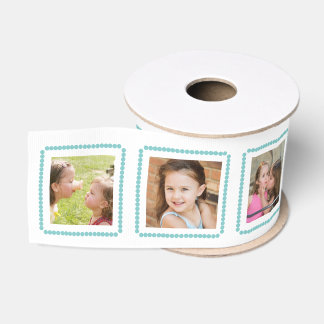 Custom Fügen Sie Ihre eigenen Fotos Blue Polka Dot Ripsband