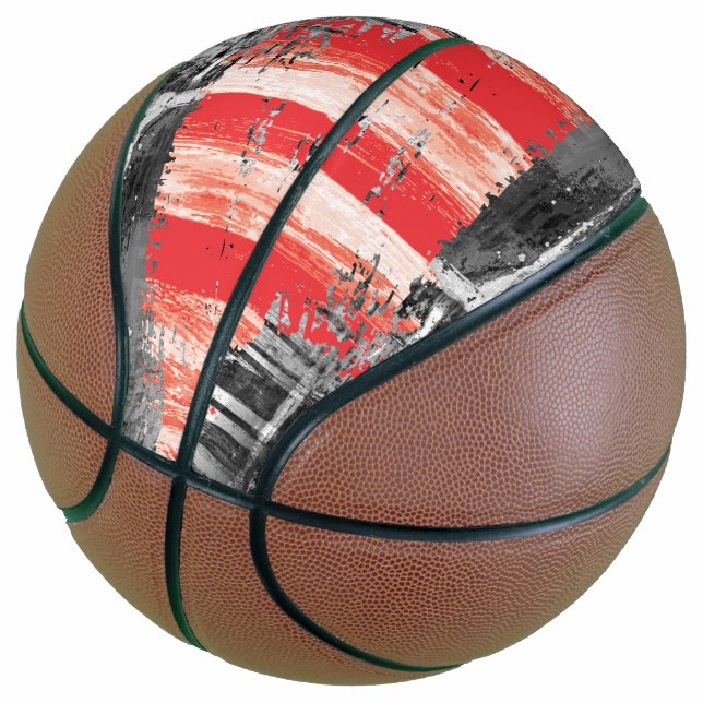 Custom Fullsize Basketball – Red Pulse Abstract  (angewinkelt)