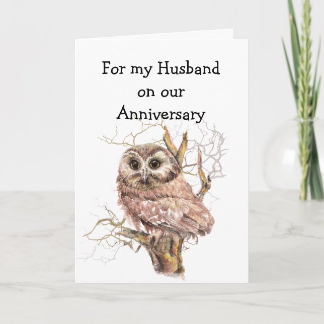 Custom Fun Anniversary Owl immer Liebe Sie Karte (Vorderseite)