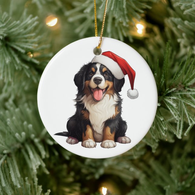 Custom Fun Bernese Mountain Dog Keramik Ornament (Baum)