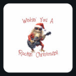 Custom Fun Christmas Frog Rock Band Labels Quadratischer Aufkleber<br><div class="desc">Unglaublich witzig und lustig, diese niedlichen Frog Rock Band Labels passen zu unseren Frog Rock Band Karten, Tags und Packpapieren in unserem Geschäft, also vergewissern Sie sich, dass die in flachen Sets und Rollenverpackungen, sowie das Zubehör wie Bänder Karo! Außerdem helfen uns alle Tierprodukte, die im Paws Charming-Laden verkauft werden,...</div>
