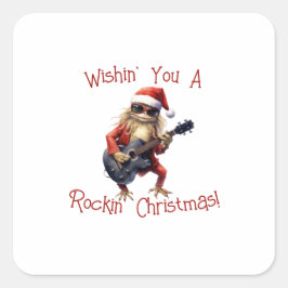 Custom Fun Christmas Frog Rock Band Labels Quadratischer Aufkleber
