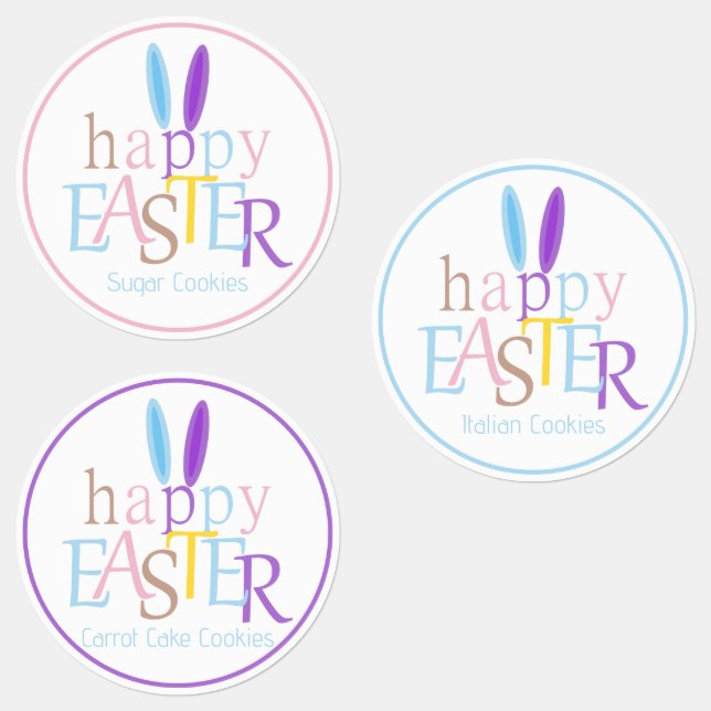 Custom Fun farbenfrohe Bunny Oars Happy Oster Etiketten (Gruppe)