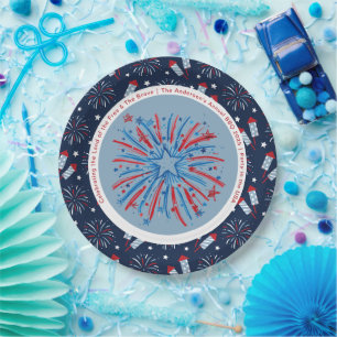Custom Fun Fireworks 4. Juli Red White Blue Pappteller