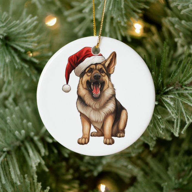 Custom Fun German Shepherd Christmas Dog Keramik Ornament (Baum)
