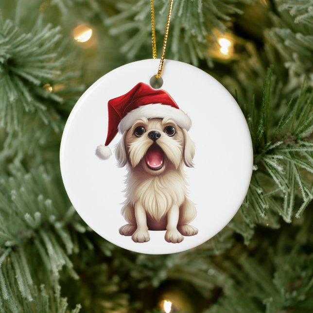Custom Fun Maltese Dog Keramik Ornament (Baum)
