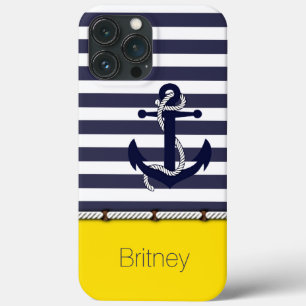 Custom Fun Navy Blue Strip Summer Yellow Case-Mate iPhone Hülle