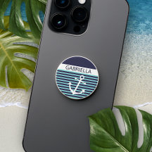 Custom Fun Navy White Aqua Türkis Blau Streifen