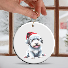 Custom Fun Old English Sheepdog Christmas Dog Keramik Ornament