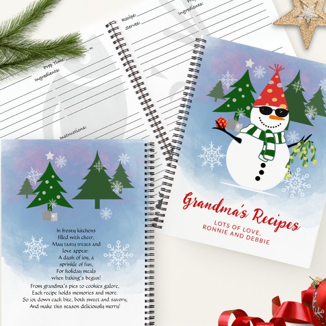 Custom Fun Snowman Moderne Weihnachtsfamilie Rezep Notizbuch (Von Creator hochgeladen)