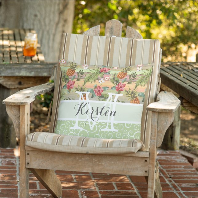 Custom Fun Tropical Pineapse Fruit Floral Muster Kissen Für Draußen (Stuhl )