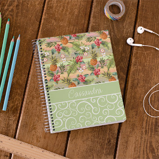 Custom Fun Tropical Pineapse Fruit Floral Muster Notizblock