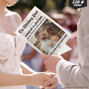 Custom Fun Vows Wedding Newspapers Vows Karte