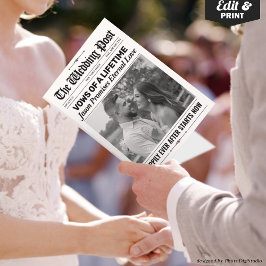 Custom Fun Vows Wedding Newspapers Vows Karte