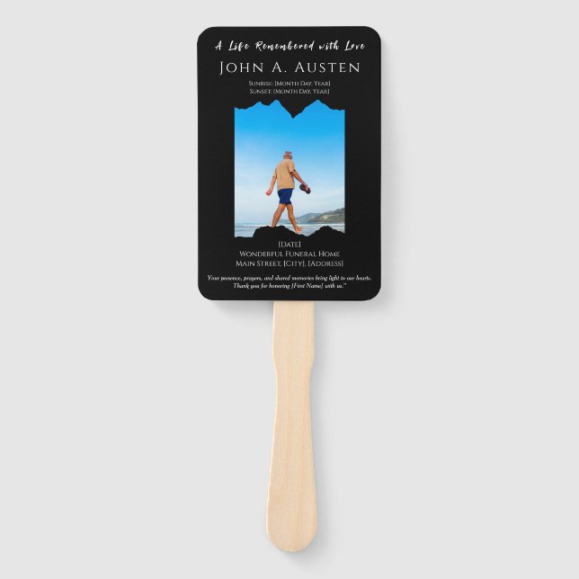 Custom Funeral Fan Remembered with Love  Fächer (Vorderseite)