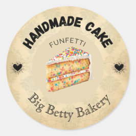 Custom Funfetti Cake Labels | Personalisierte Bäck Runder Aufkleber
