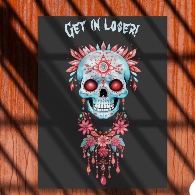 Custom Funny Blue Pink Halloween Sugar Skull Poster (Von Creator hochgeladen)