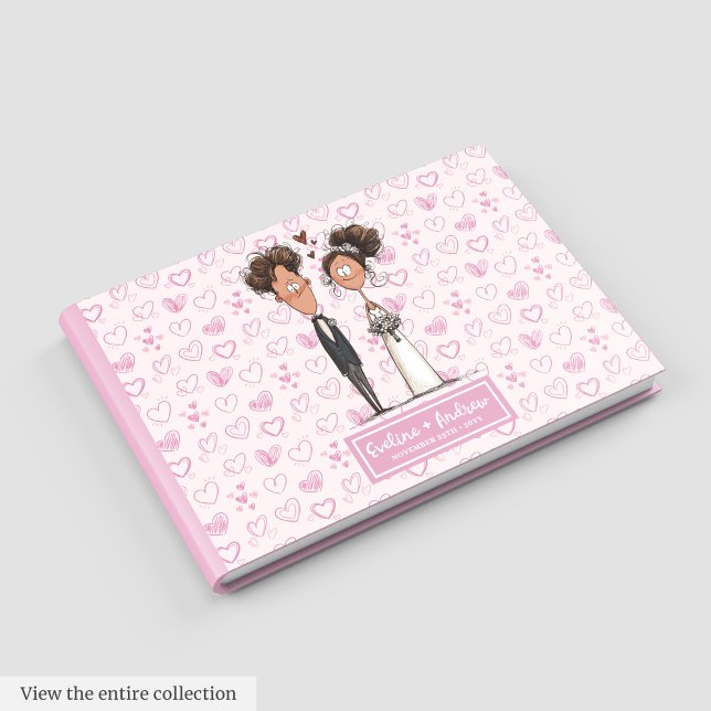 Custom Funny Cartoon Wedding Couple Gästebuch (Custom Funny Cartoon Wedding Couple Guest book)