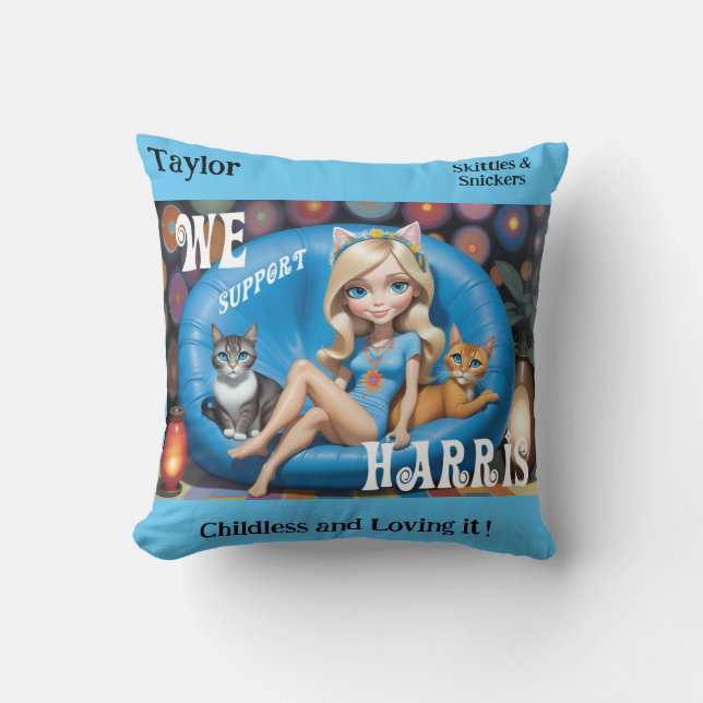 Custom Funny Childless Cat Ladys KAMALA 2024 Kissen (Vorderseite)