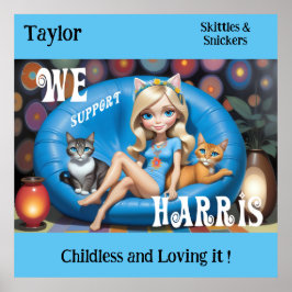 Custom Funny Childless Cat Ladys KAMALA 2024 Poster