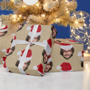 Custom Funny Christmas Weihnachtsmannmütze Face Fo Geschenkpapier