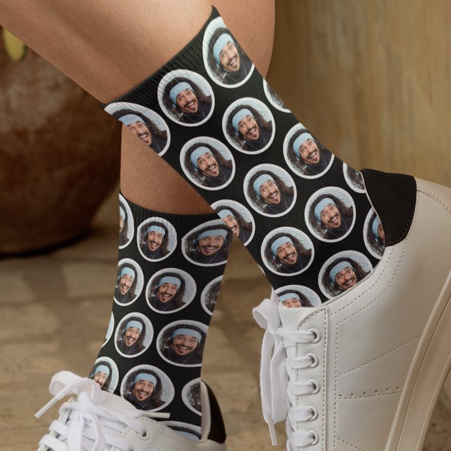 Custom Funny Face Foto Black Socken (Von Creator hochgeladen)