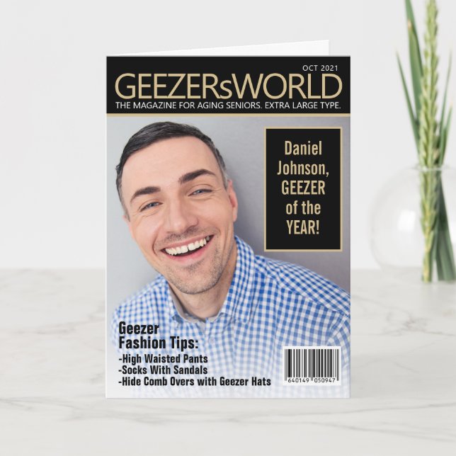 Custom Funny Fake GeezersWorld Magazine Birthday C Karte (Vorderseite)